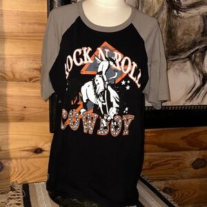 Rock & Roll Cowboy Graphic Tee - Black and Gray